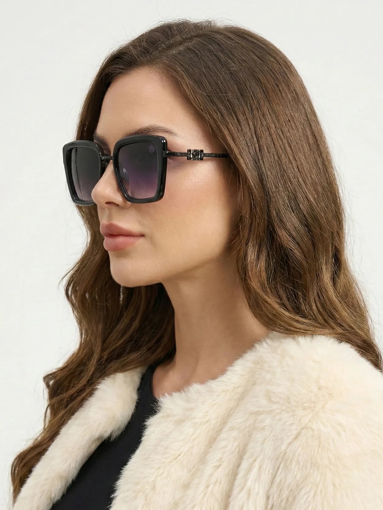 DuskDazzle | Black Large Full Rim Cateye Sunglasses for Women [UV-protected]