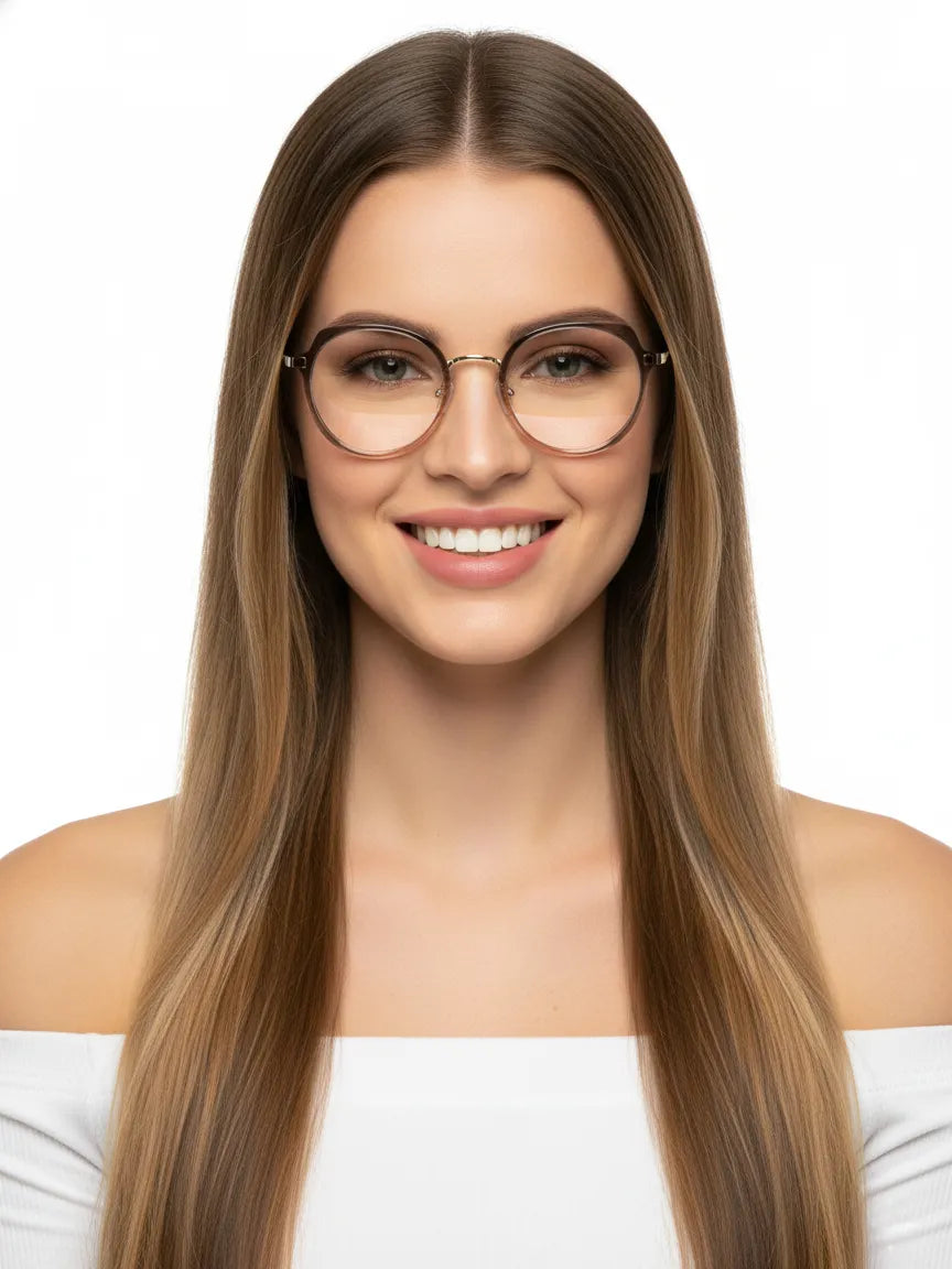 Photogrey | Gradient Brown & Golden Medium Full Rim Round Sunglasses for Men & Women [Photochromic]