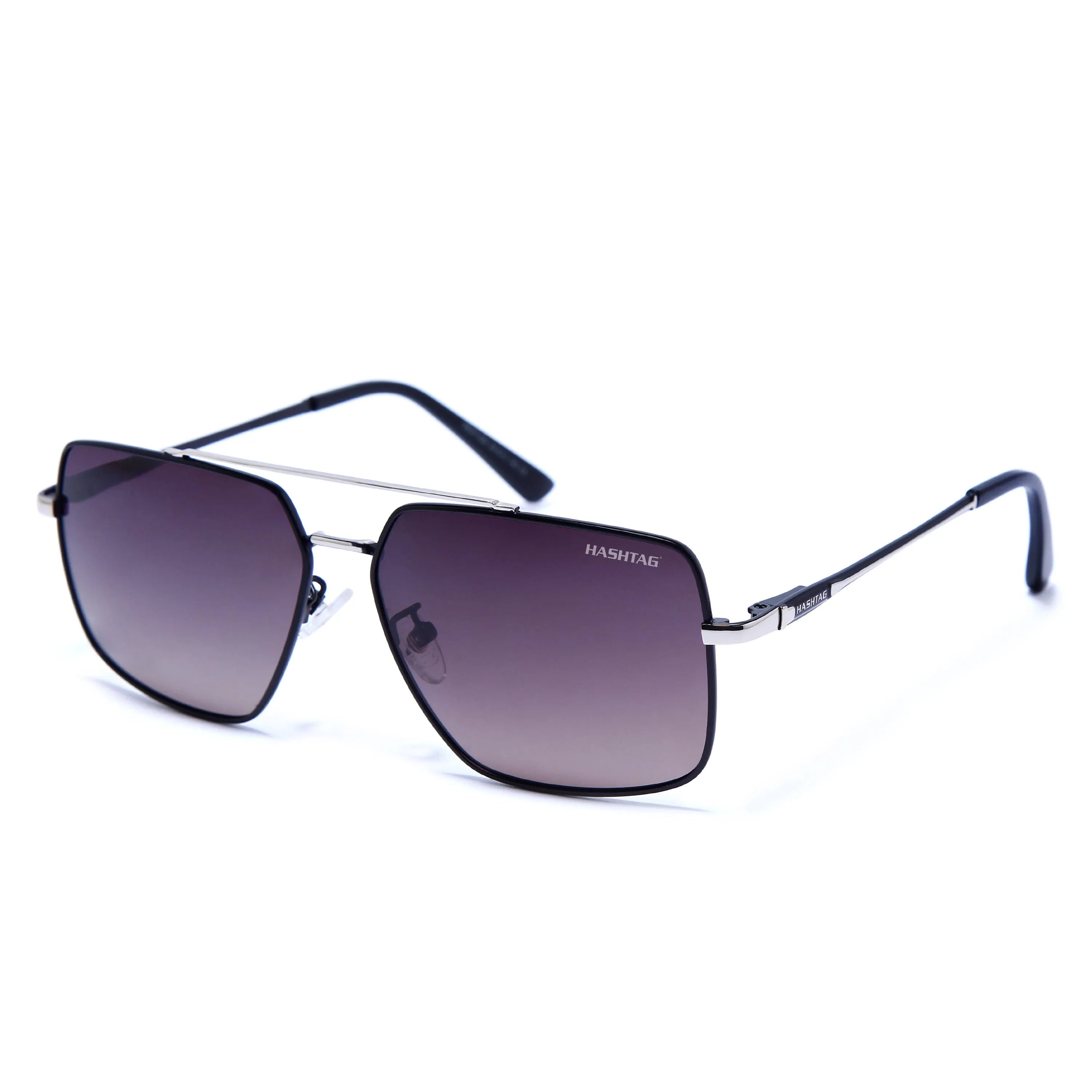 Kynra | Gradient pink Brown Large Full Rim Aviator Sunglasses for Men & Women [Polarized]