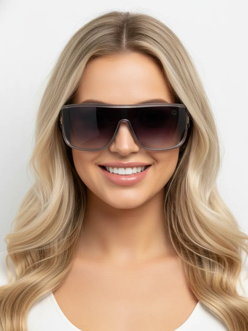 Texas | Grey Medium Full Rim Shield Sunglasses for Men & Women [UV-protected]