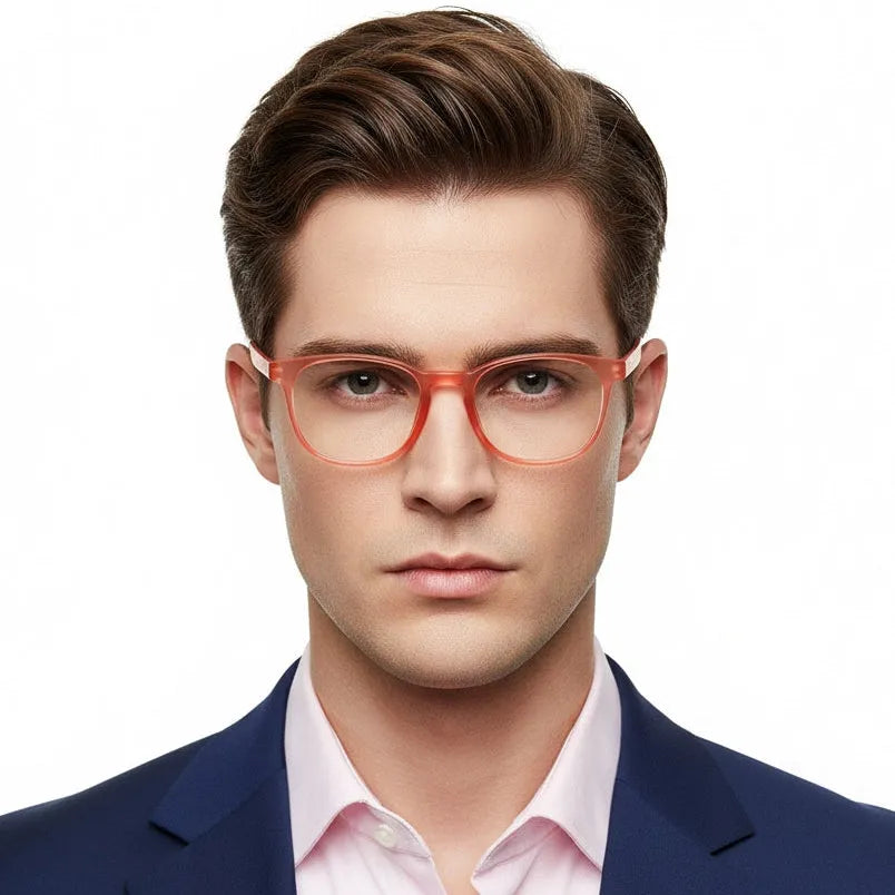 Clario | Transparent Red Medium Full Rim RECTANGLE Computer Glasses for Men & Women [Blue Block]
