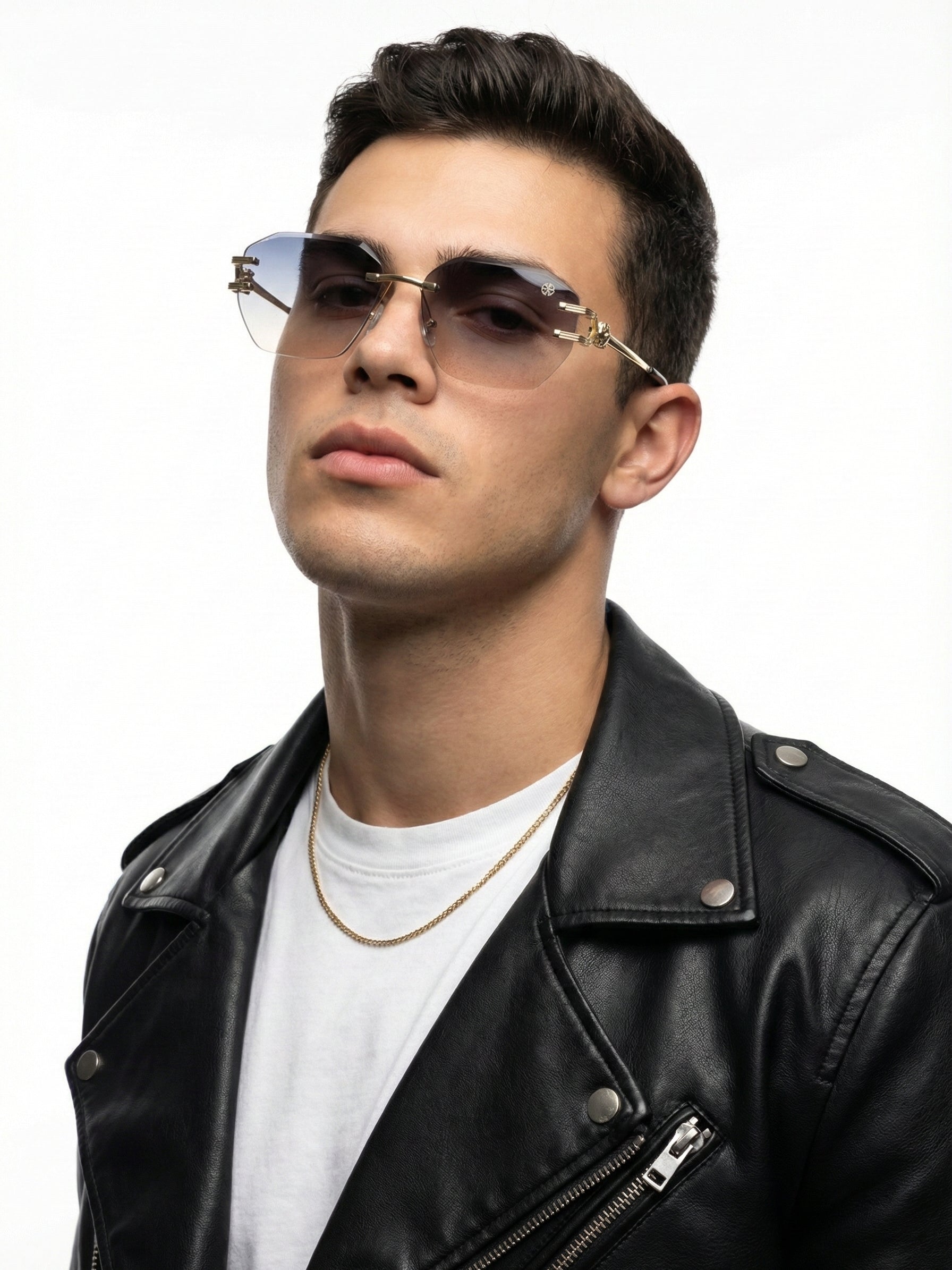 Valora | Gradient Blue & Brown Medium Rim Less Square Sunglasses for Men [UV-protected]