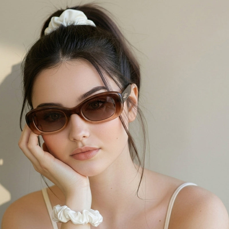 Aura | Transparent-Brown-Gradient Medium Full Rim Oval Sunglasses for Men & Women [UV-protected] HASHTAG X WHITECHERRY