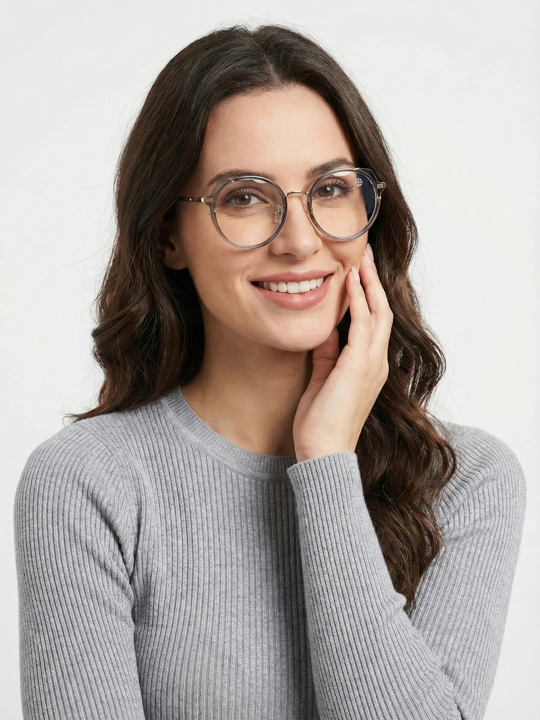 Photogrey | Grey & Golden Medium Full Rim Round Sunglasses for Men & Women [Photochromic]