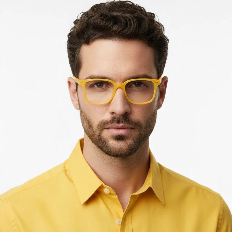 NexEye | Transparent Orange Medium Full Rim RECTANGLE Computer Glasses for Men & Women [Blue Block]