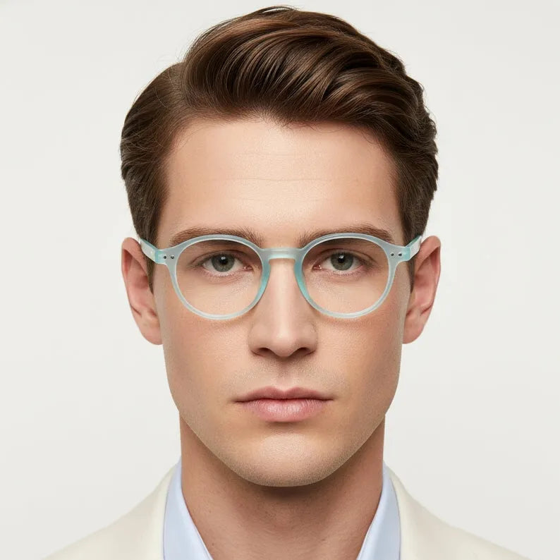 BluShield | Transparent Skyblue Medium Full Rim CIRCLE Computer Glasses for Men & Women [Blue Block]