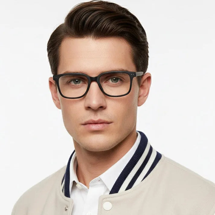 NexEye | Black Medium Full Rim RECTANGLE Computer Glasses for Men & Women [Blue Block]