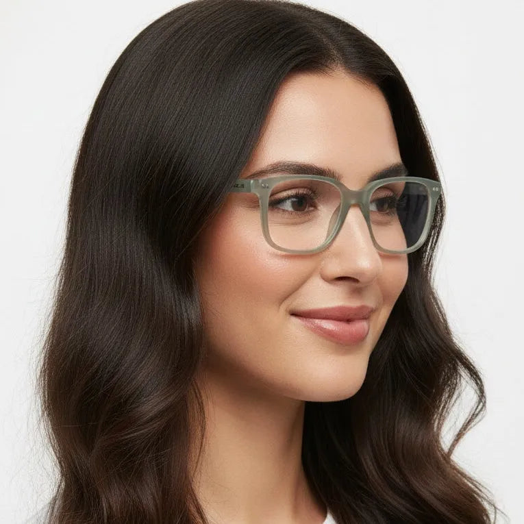 NexEye | Transparent Light Green Medium Full Rim RECTANGLE Computer Glasses for Men & Women [Blue Block]