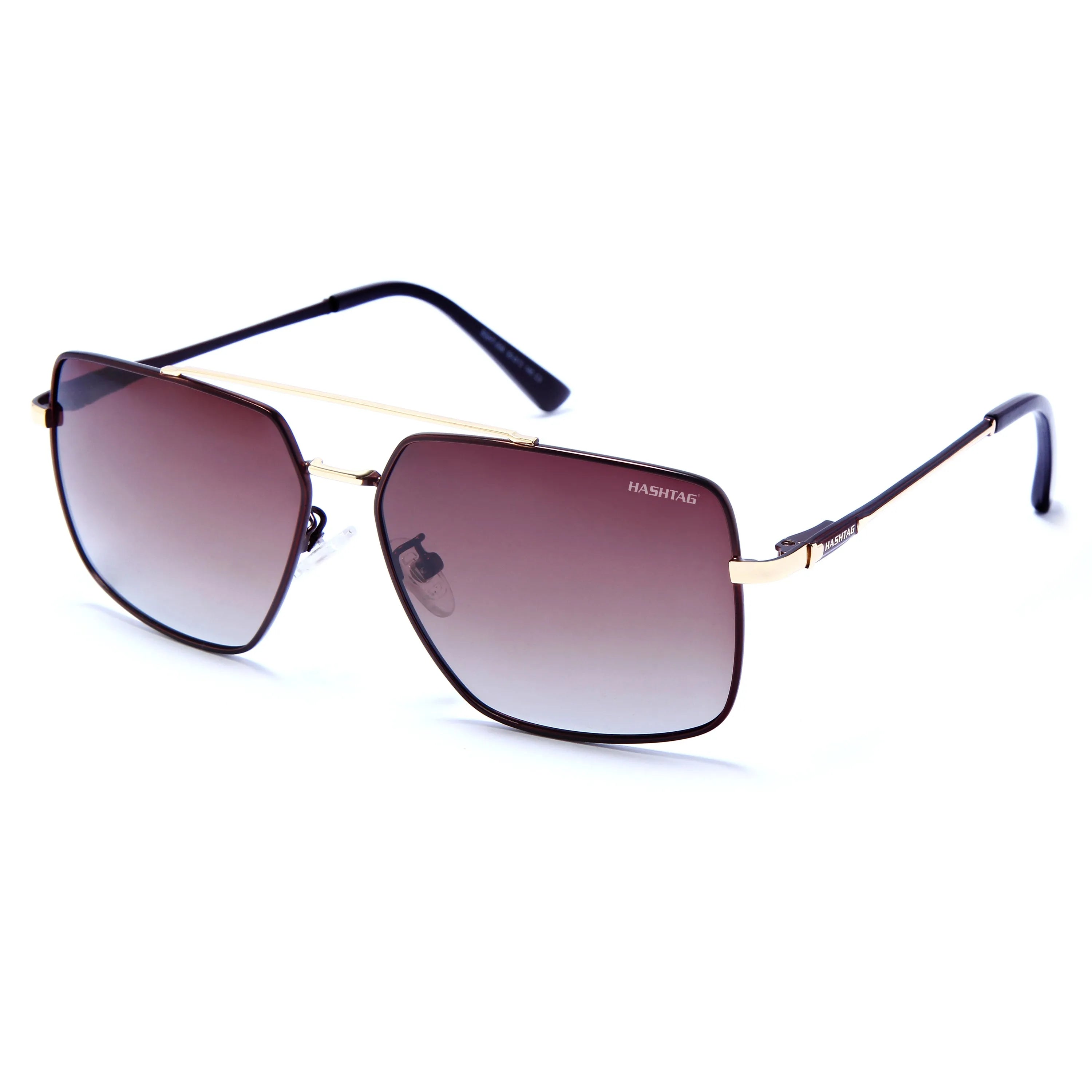 Kynra | Gradient Brown Large Full Rim Aviator Sunglasses for Men & Women [Polarized]