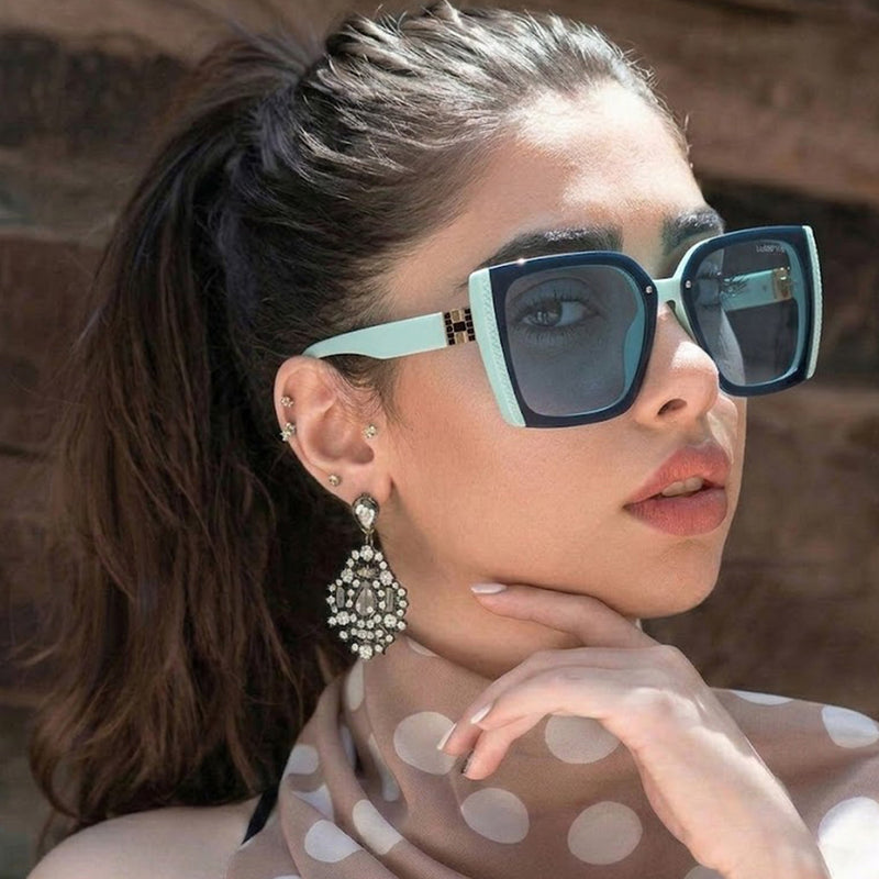 Rapture | Blue Large Full Rim Square Sunglasses for Women [UV-protected]