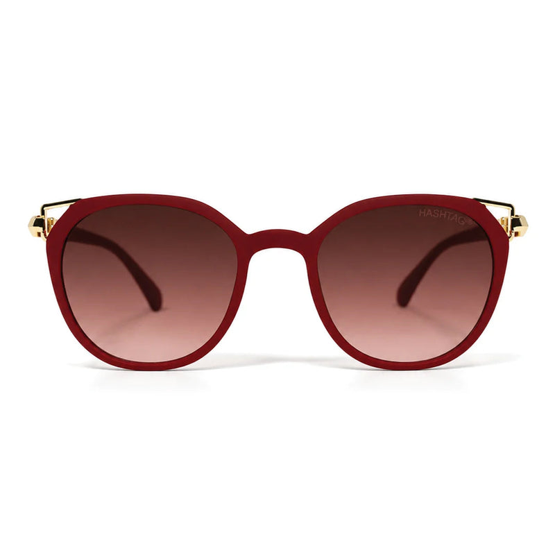 Vortex | Red Medium Full Rim Round Sunglasses for Women [UV-protected]