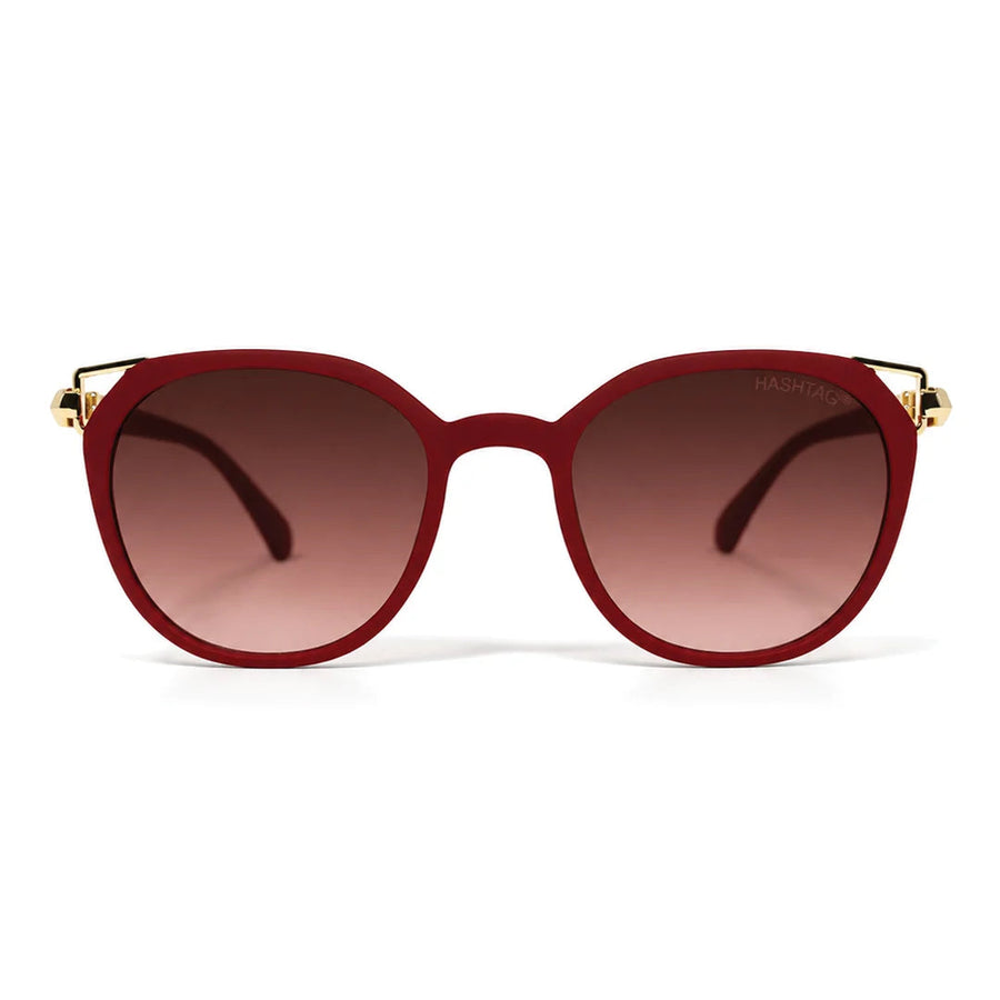 Vortex | Red Medium Full Rim Round Sunglasses for Women [UV-protected]
