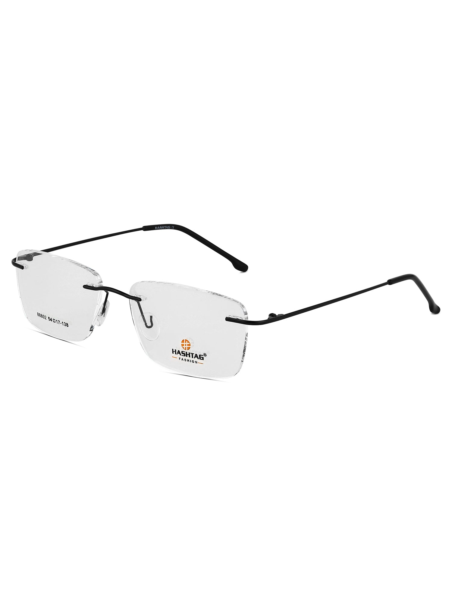 Thin Line | Black Medium Rim Less Rectangle Eyeglasses for Unisex [Demo Lens]