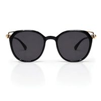 Vortex | Black Medium Full Rim Round Sunglasses for Women [UV-protected]