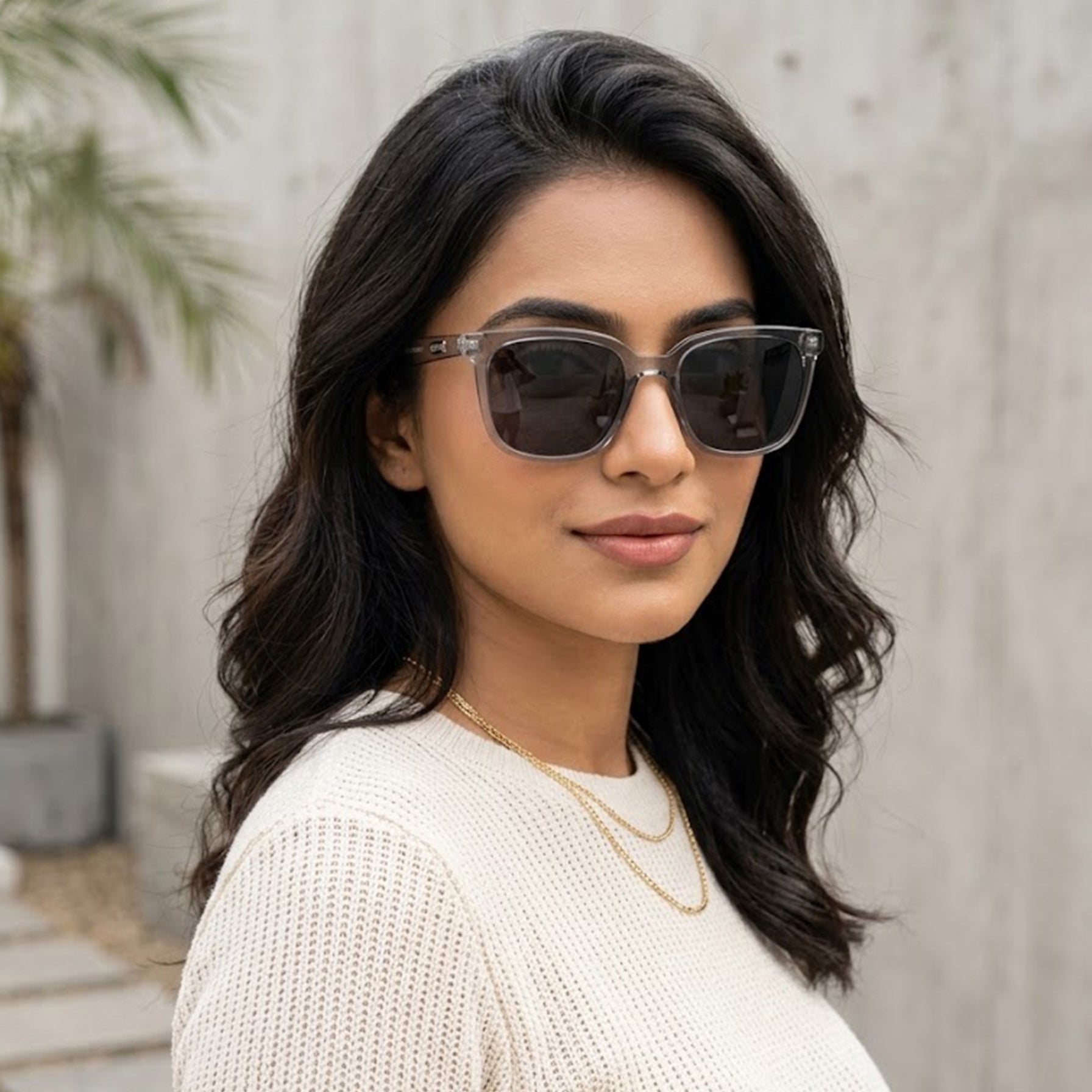 Lumor | Transparent-Grey Medium Full Rim Square Sunglasses for Women [UV-protected]