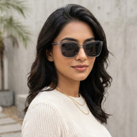 Lumor | Transparent-Grey Medium Full Rim Square Sunglasses for Women [UV-protected]