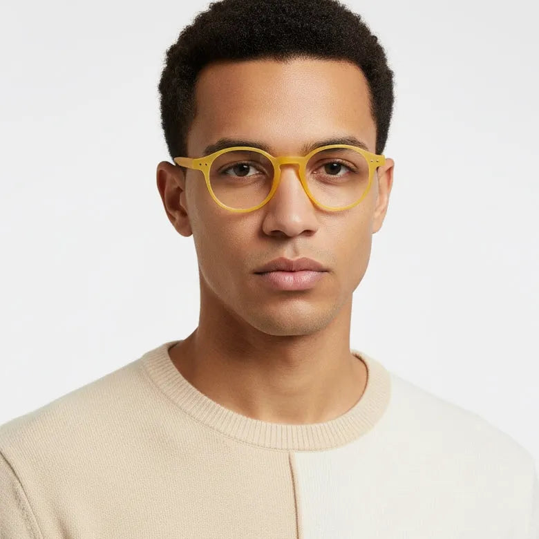 BluShield | Transparent Orange Medium Full Rim CIRCLE Computer Glasses for Men & Women [Blue Block]