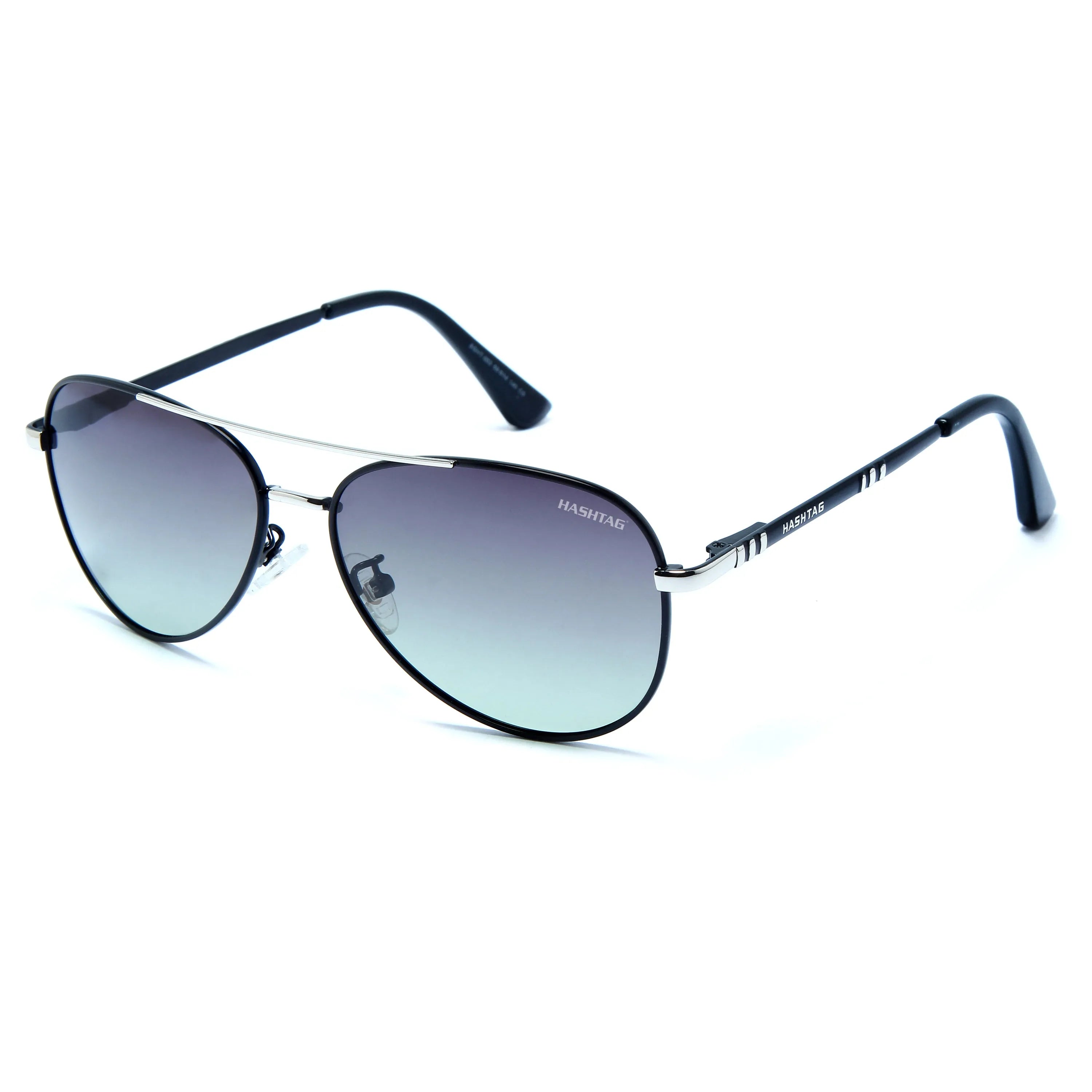 Tessera | Silver & Black Large Full Rim Aviator Sunglasses for Men & Women [Polarized]