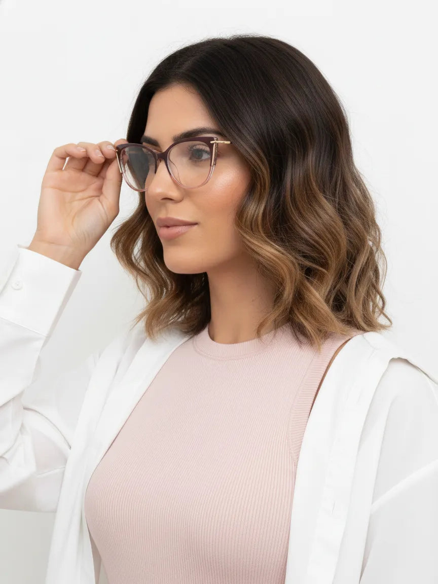 Lythion | Pink Large Full Rim Cateye Sunglasses for Women [Photochromic]