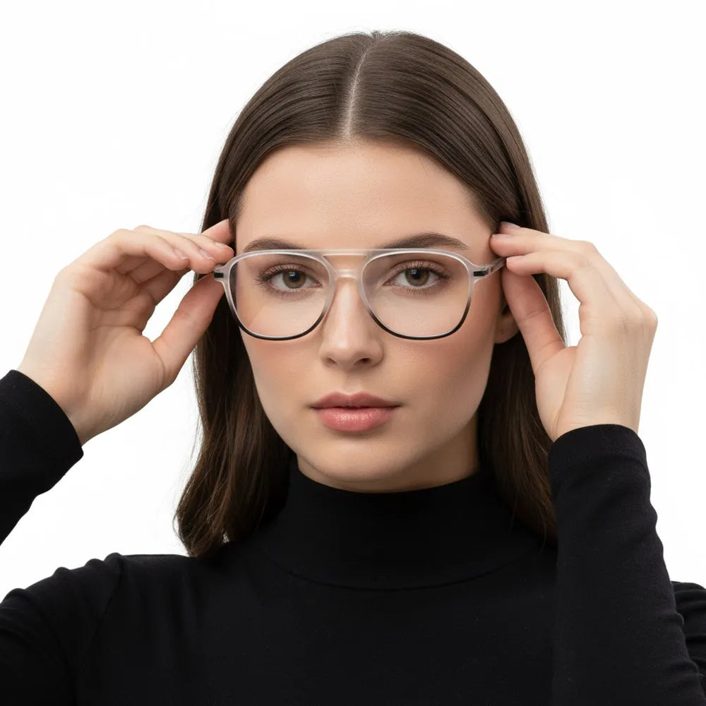 BluLite | Transparent White & Black Medium Full Rim Square Computer Glasses for Men & Women [Blue Block]