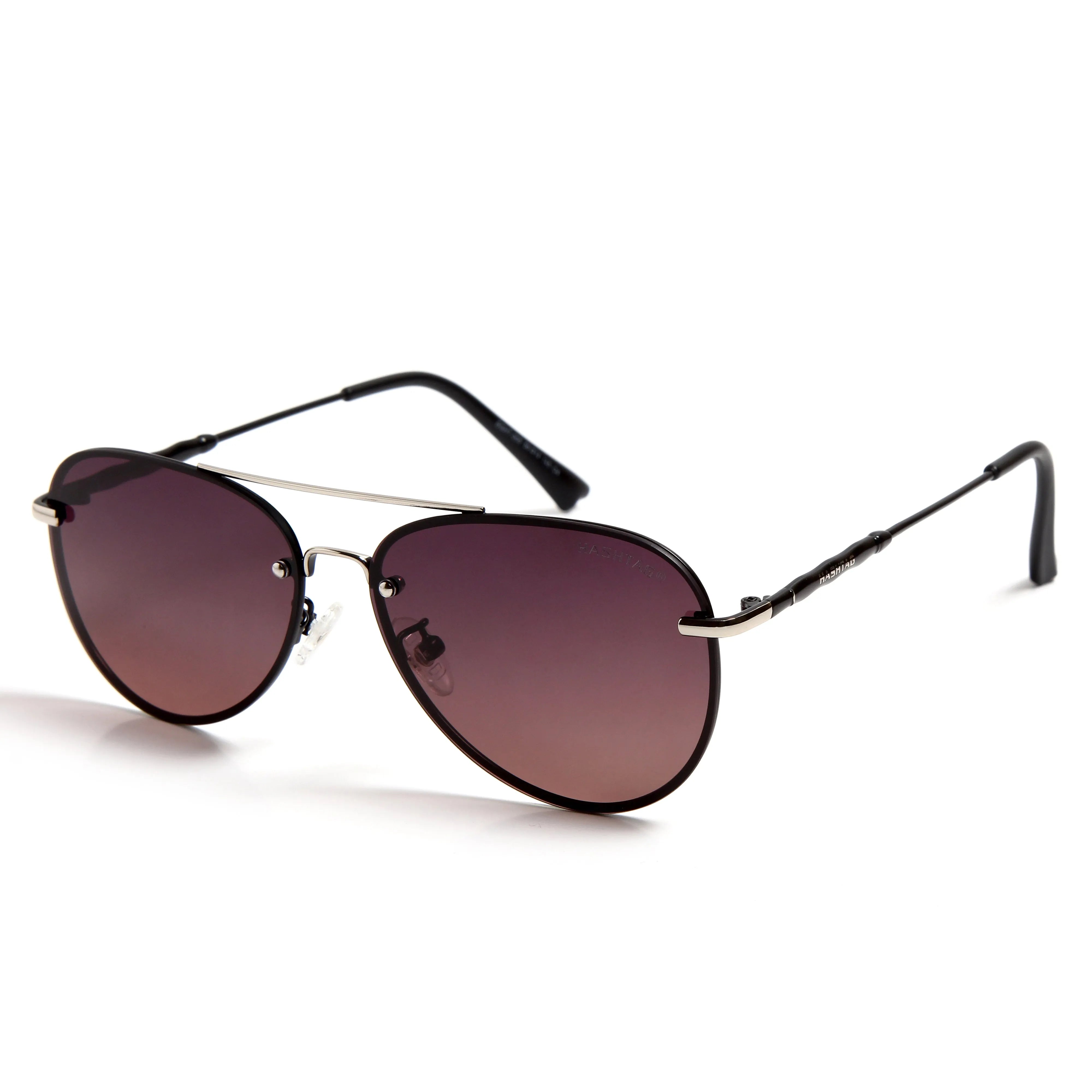Nuvia | Gradient Pink brown Medium Full Rim Aviator Sunglasses for Men & Women [Polarized]