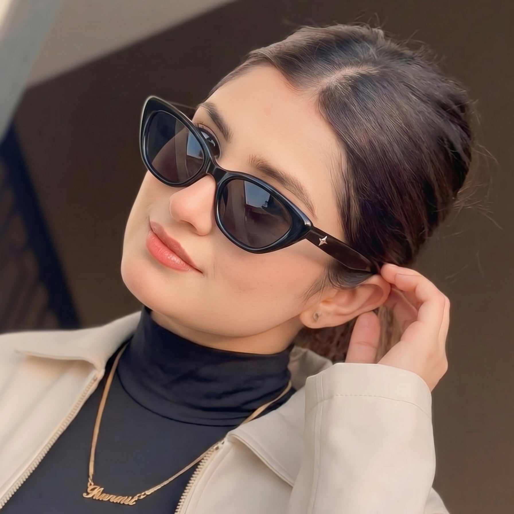 Syra | Black Medium Full Rim Cat-Eye Sunglasses for Women [UV-protected] HASHTAG X WHITECHERRY