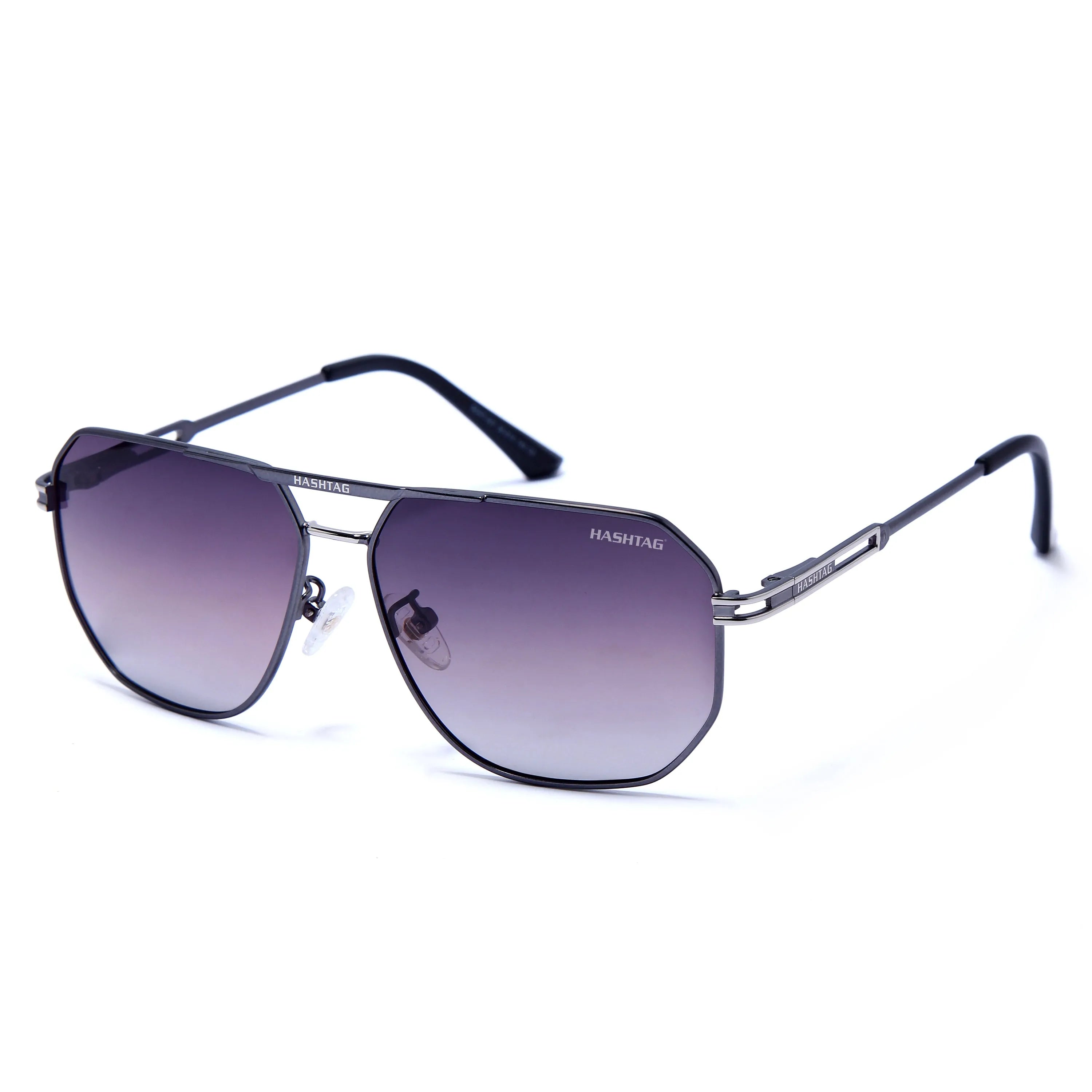 Sion | Gradient Purple Medium Full Rim Haxagonal Sunglasses for Men & Women [Polarized]
