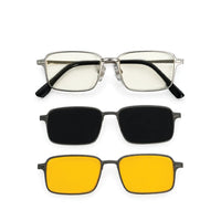 Crystar | Silver Medium Full Rim Rectangle Clip-on for Men & Women [Clip-on]
