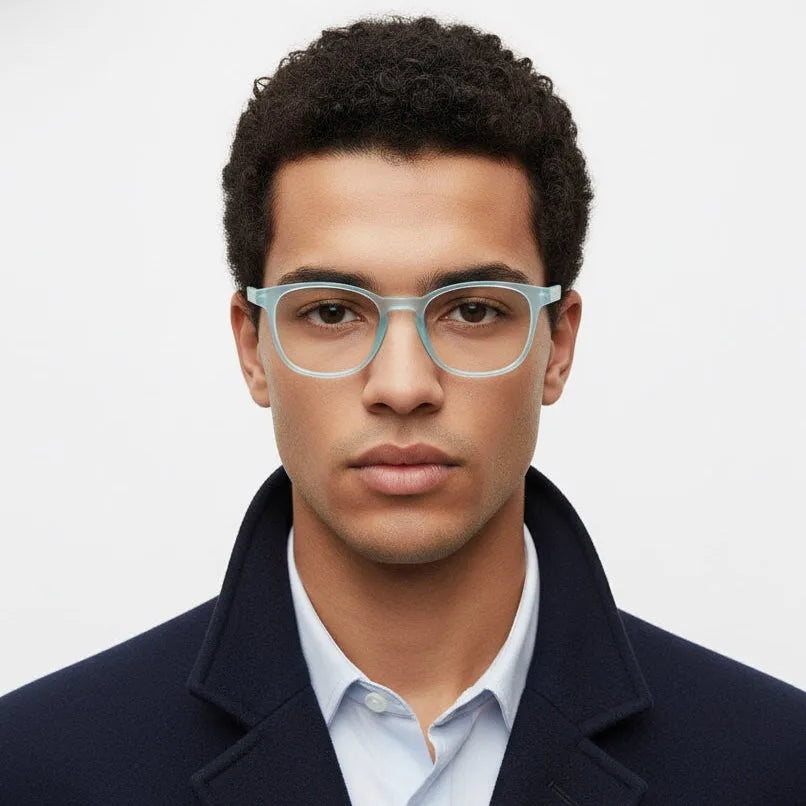 Clario | Transparent Blue Medium Full Rim RECTANGLE Computer Glasses for Men & Women [Blue Block]