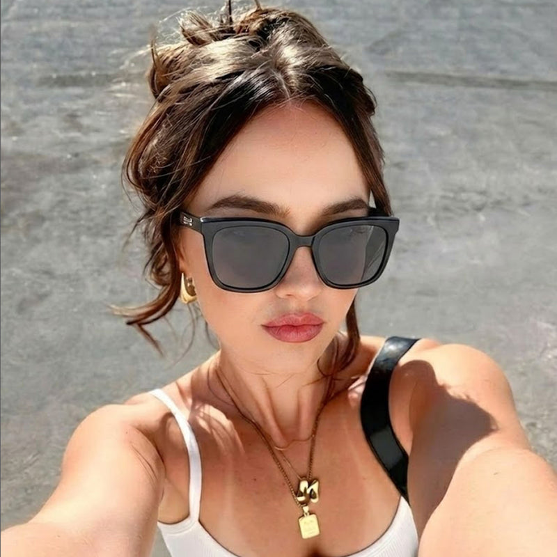Lumor | Black Medium Full Rim Square Sunglasses for Women [UV-protected]