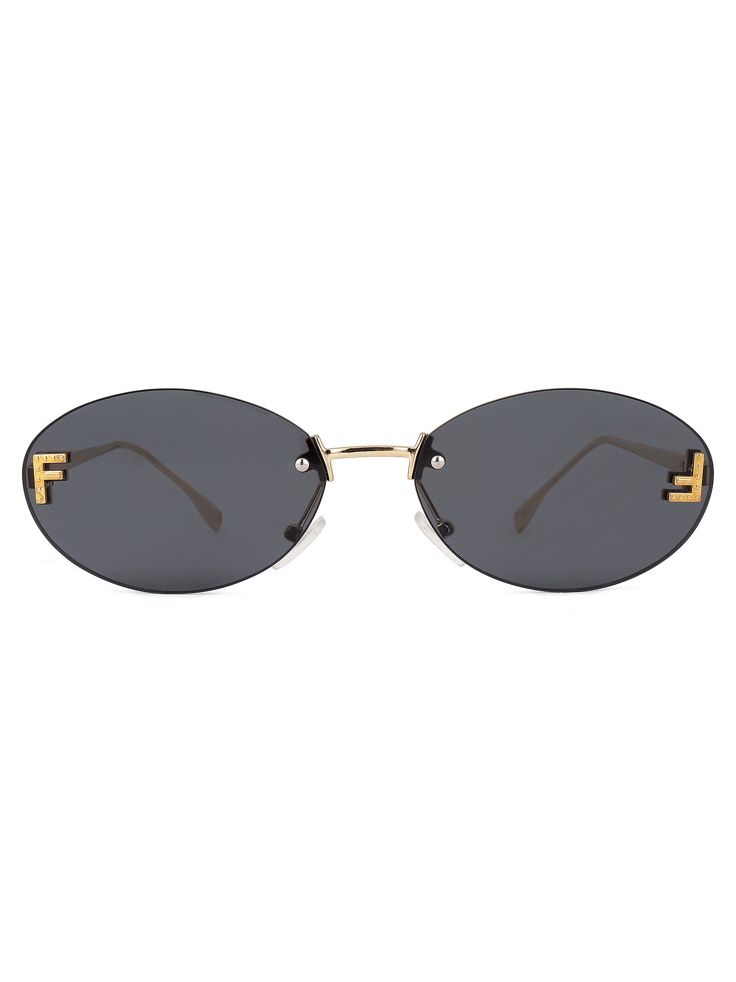 Quasar | Grey Small Rim Less Oval Sunglasses for Women [UV-protected]