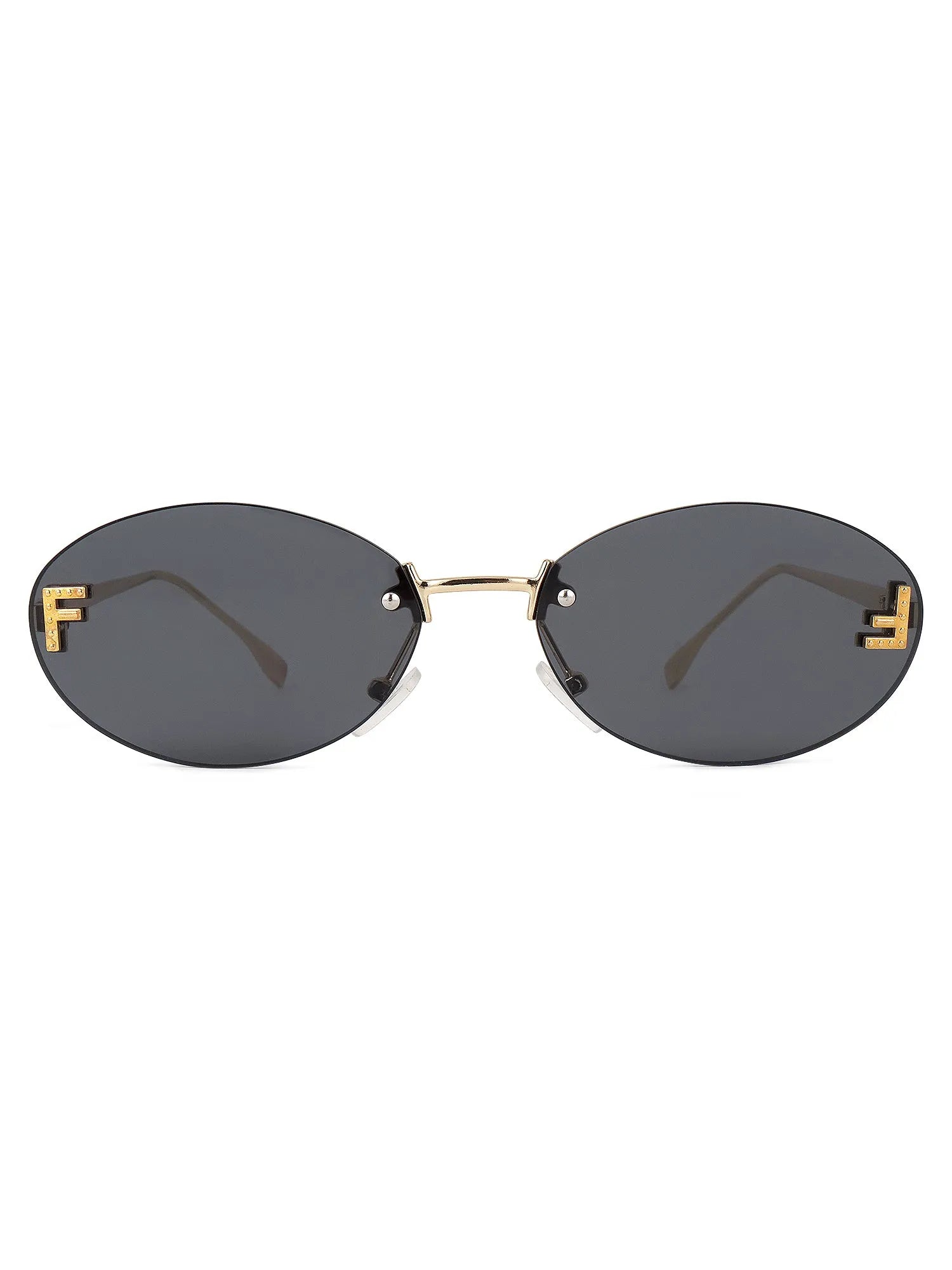Quasar | Grey Small Rim Less Oval Sunglasses for Women [UV-protected]
