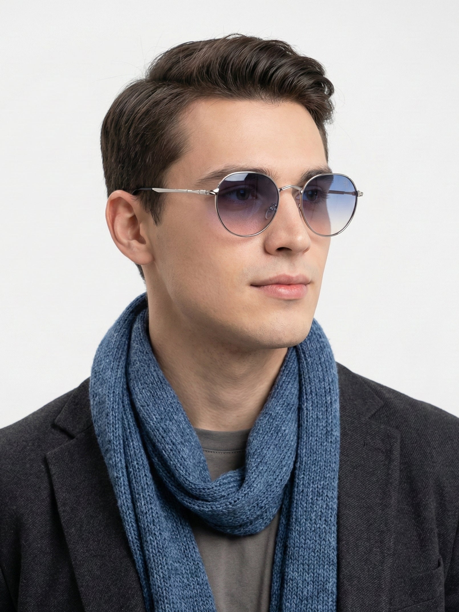 Ignisia | Gradient Brown & Blue Medium Full Rim Oval Sunglasses for Men [UV-protected]