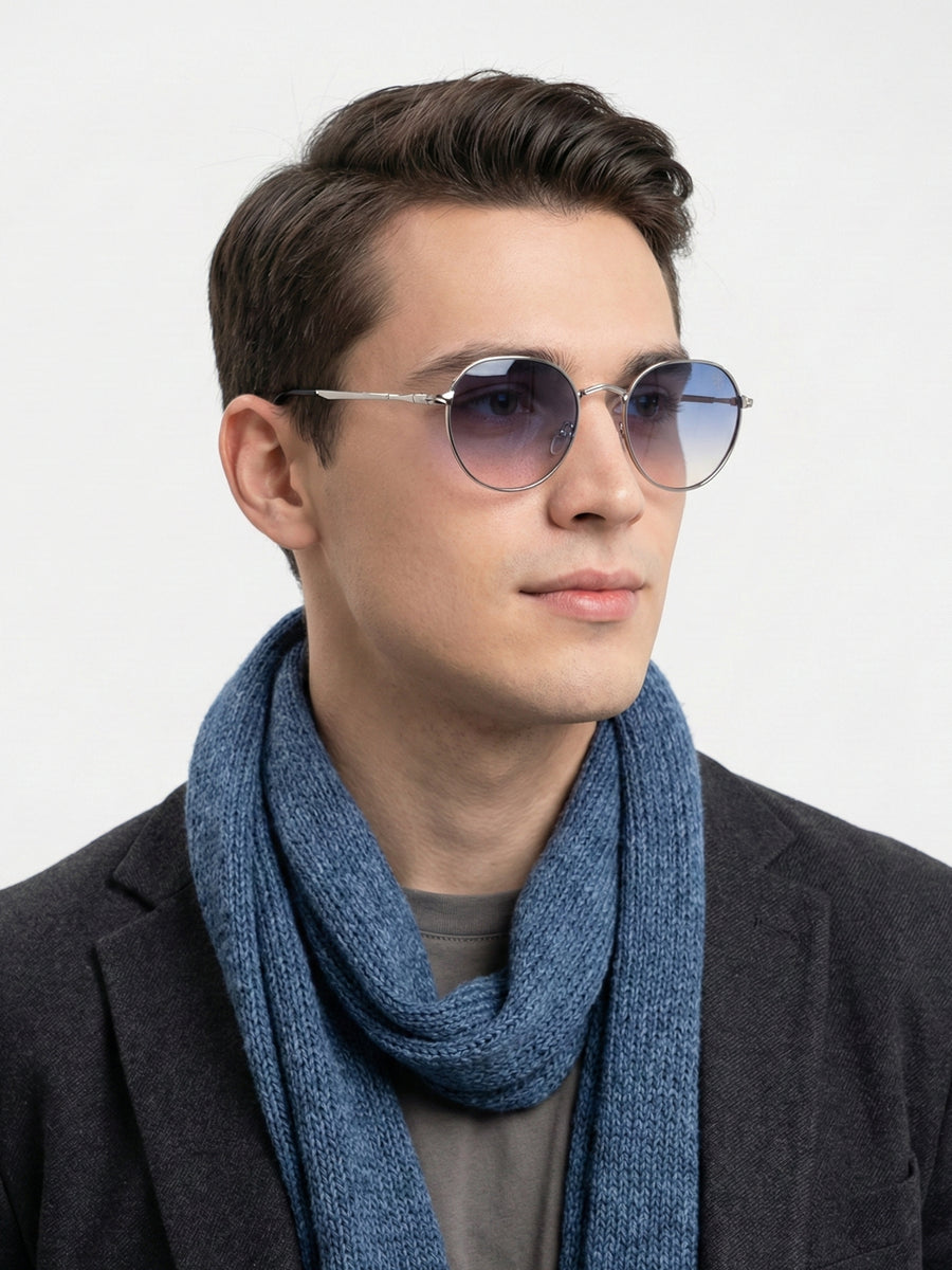 Ignisia | Gradient Brown & Blue Medium Full Rim Oval Sunglasses for Men [UV-protected]