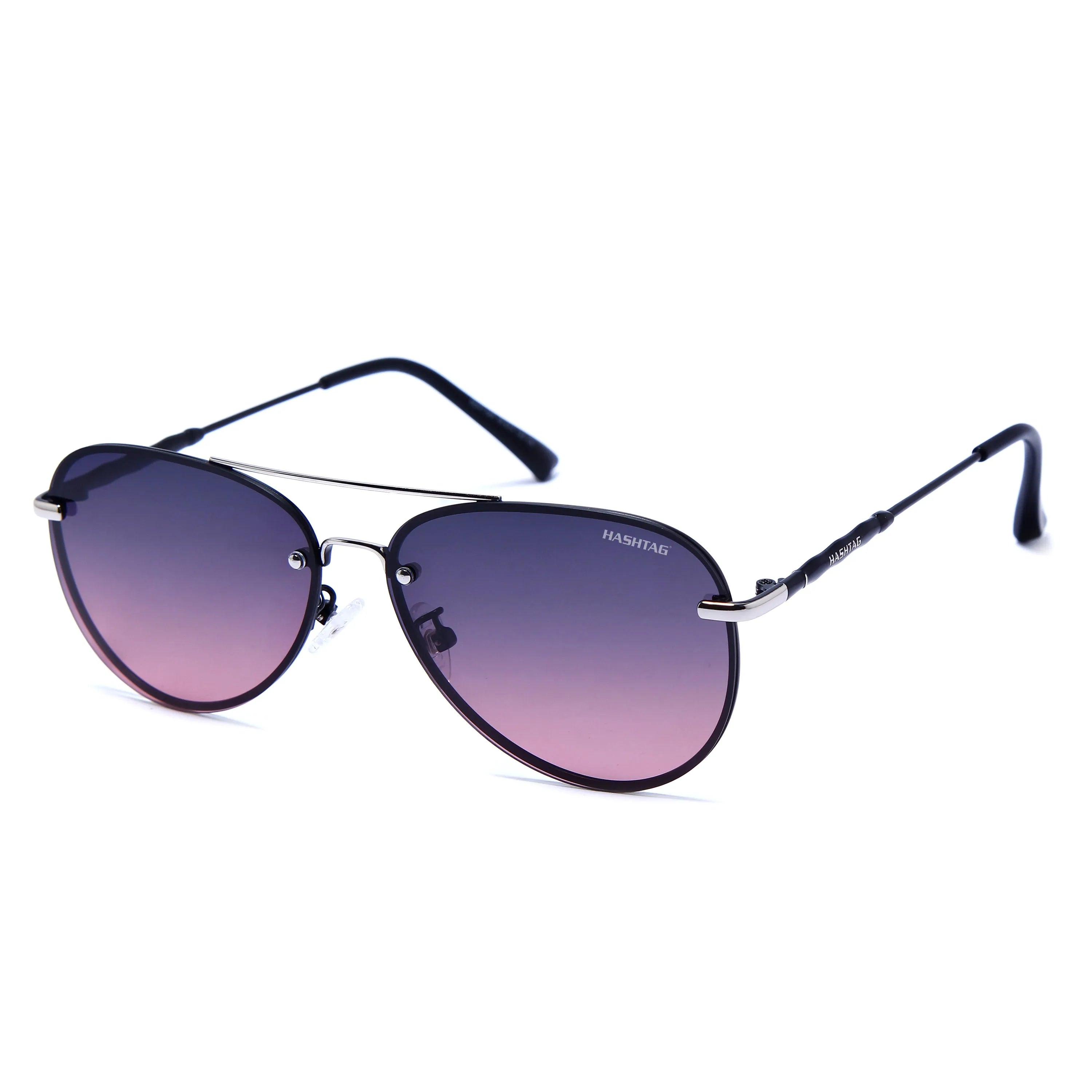 Nuvia | Gradient Blue pink Medium Full Rim Aviator Sunglasses for Men & Women [Polarized]