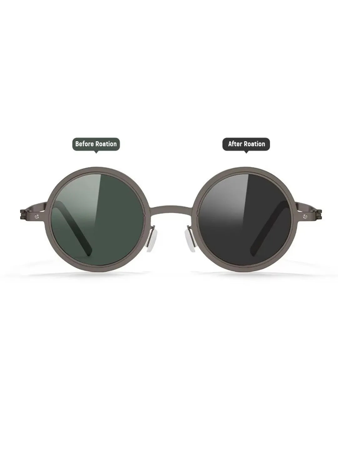 Tint | Grey Medium Full Rim Round Sunglasses for Men & Women [Tint Adjustable]