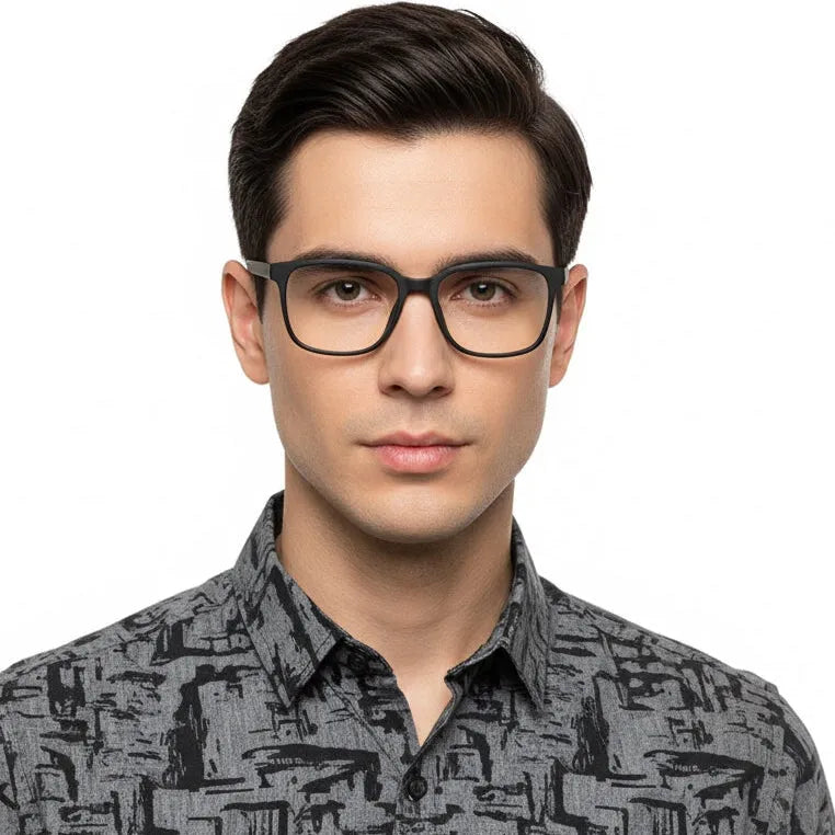 Focusly | Black Medium Full Rim RECTANGLE Computer Glasses for Men & Women [Blue Block]