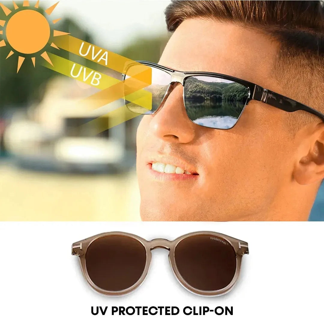 Xalora | Gradient Brown Small Full Rim Oval Clip-on for Men & Women [Clip-on]