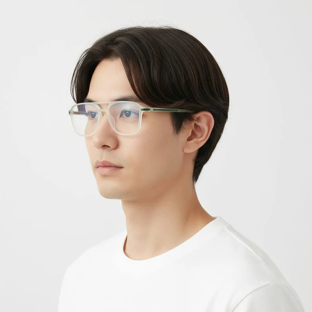 BluLite | Transparent Light Green Medium Full Rim Square Computer Glasses for Men & Women [Blue Block]