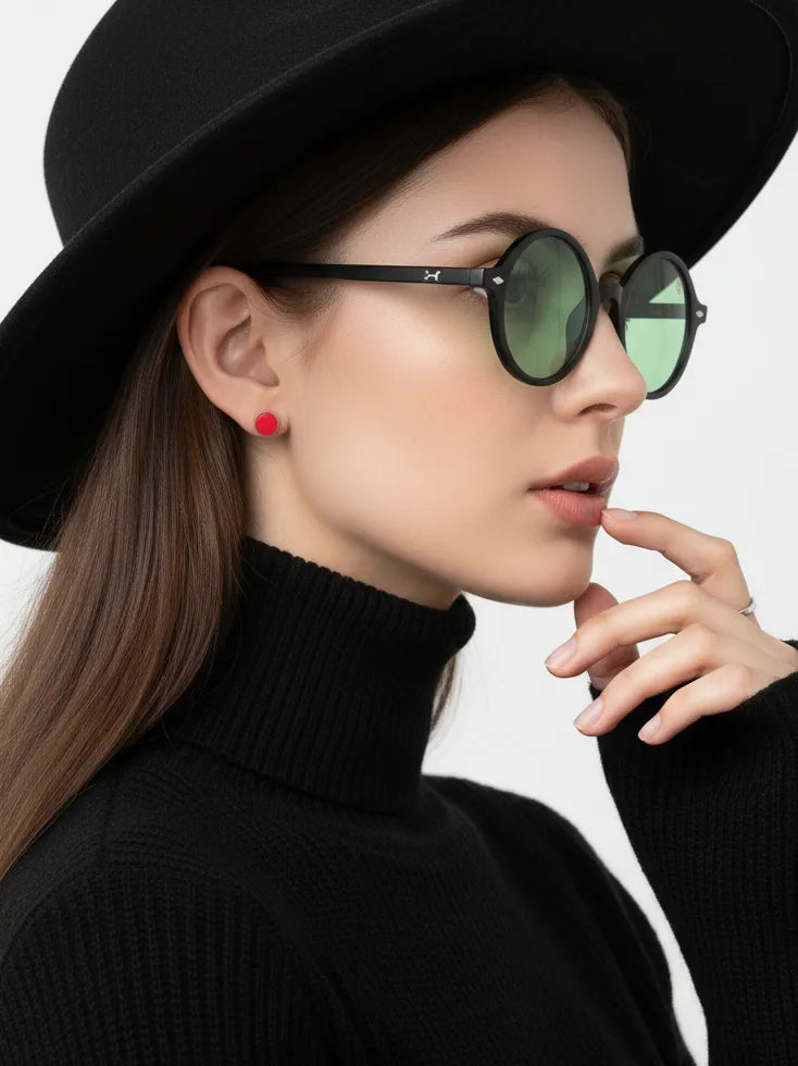 Retro | Green Medium Full Rim Round Sunglasses for Men & Women [UV-protected]