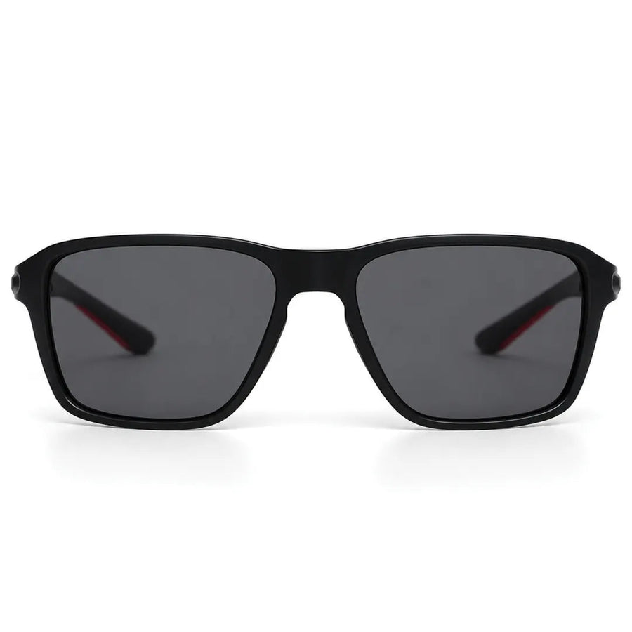 Rift | Black Large Full Rim Rectangle Sports Sunglasses for Men & Women [Polarized]