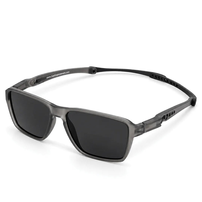 Rift | Grey/Black Large Full Rim Rectangle Sports Sunglasses for Men & Women [Polarized]