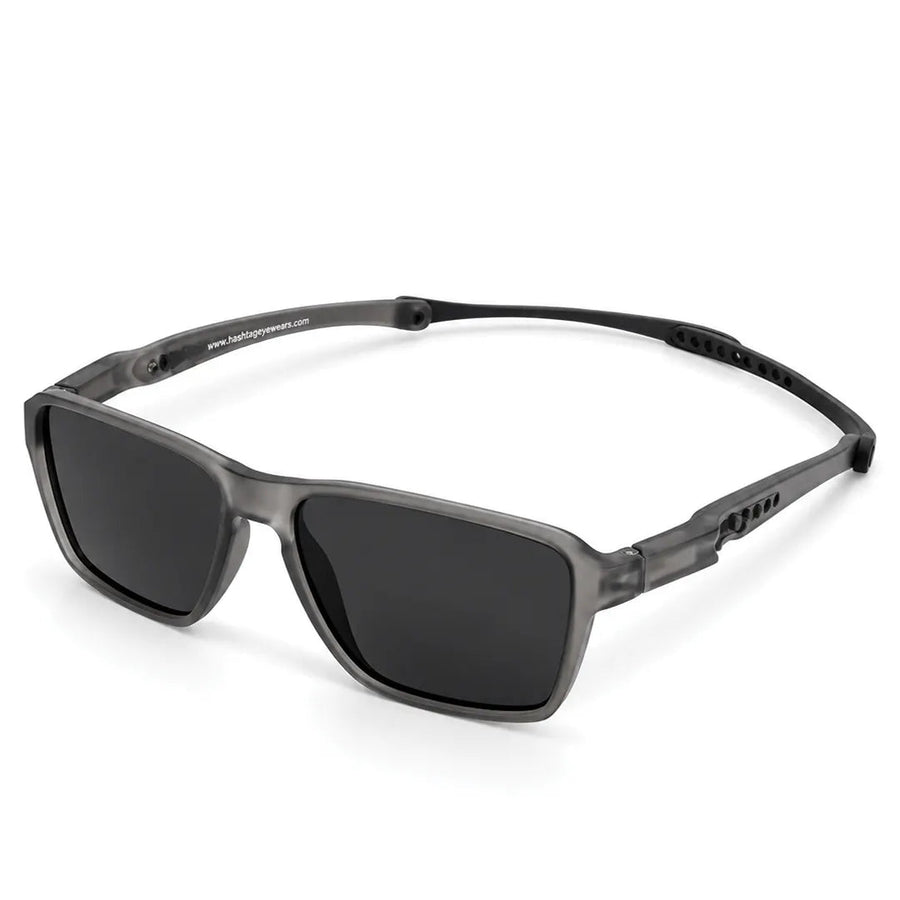 Rift | Grey/Black Large Full Rim Rectangle Sports Sunglasses for Men & Women [Polarized]