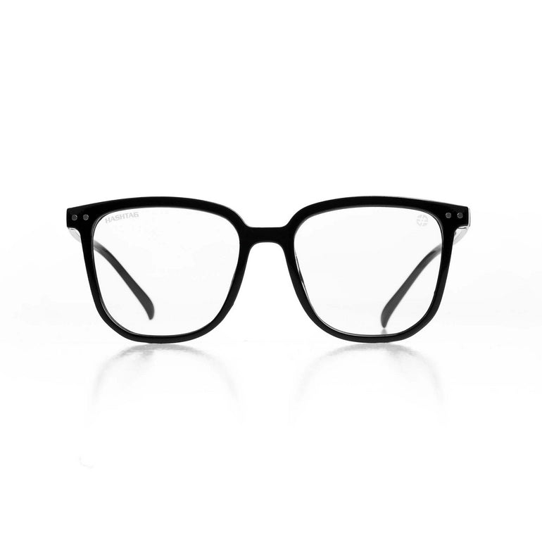 HASHTAG Blue Block Wayfarer Polycarbonate Black Eyeglasses for Men and Women-AB13-1962-Black