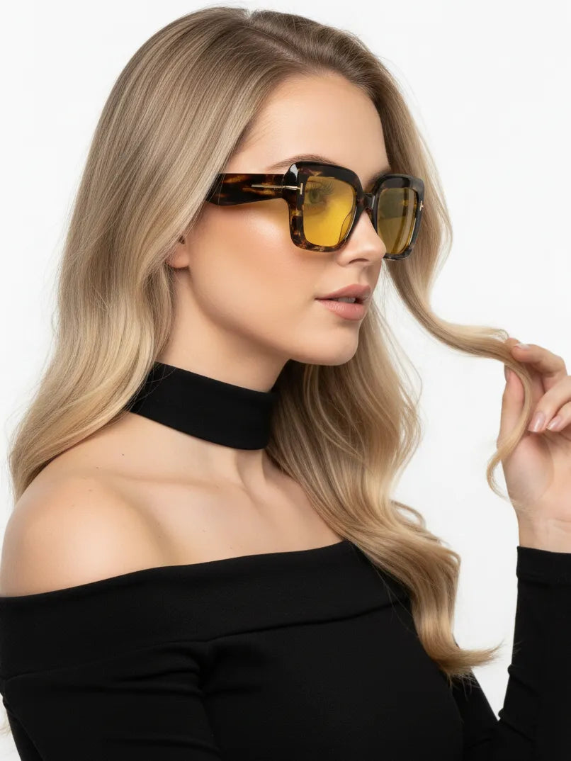 GlareGuard | Yellow Medium Full Rim Square Sunglasses for Men & Women [UV-protected]