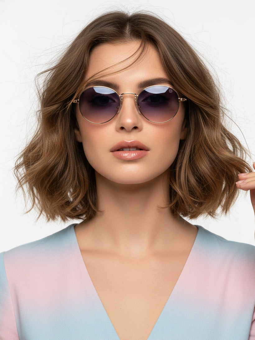 Ignisia | Gradient Grey & Brown Medium Full Rim Oval Sunglasses for Men [UV-protected]