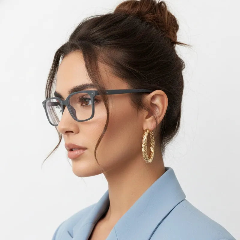 NexEye | Grey Medium Full Rim RECTANGLE Computer Glasses for Men & Women [Blue Block]