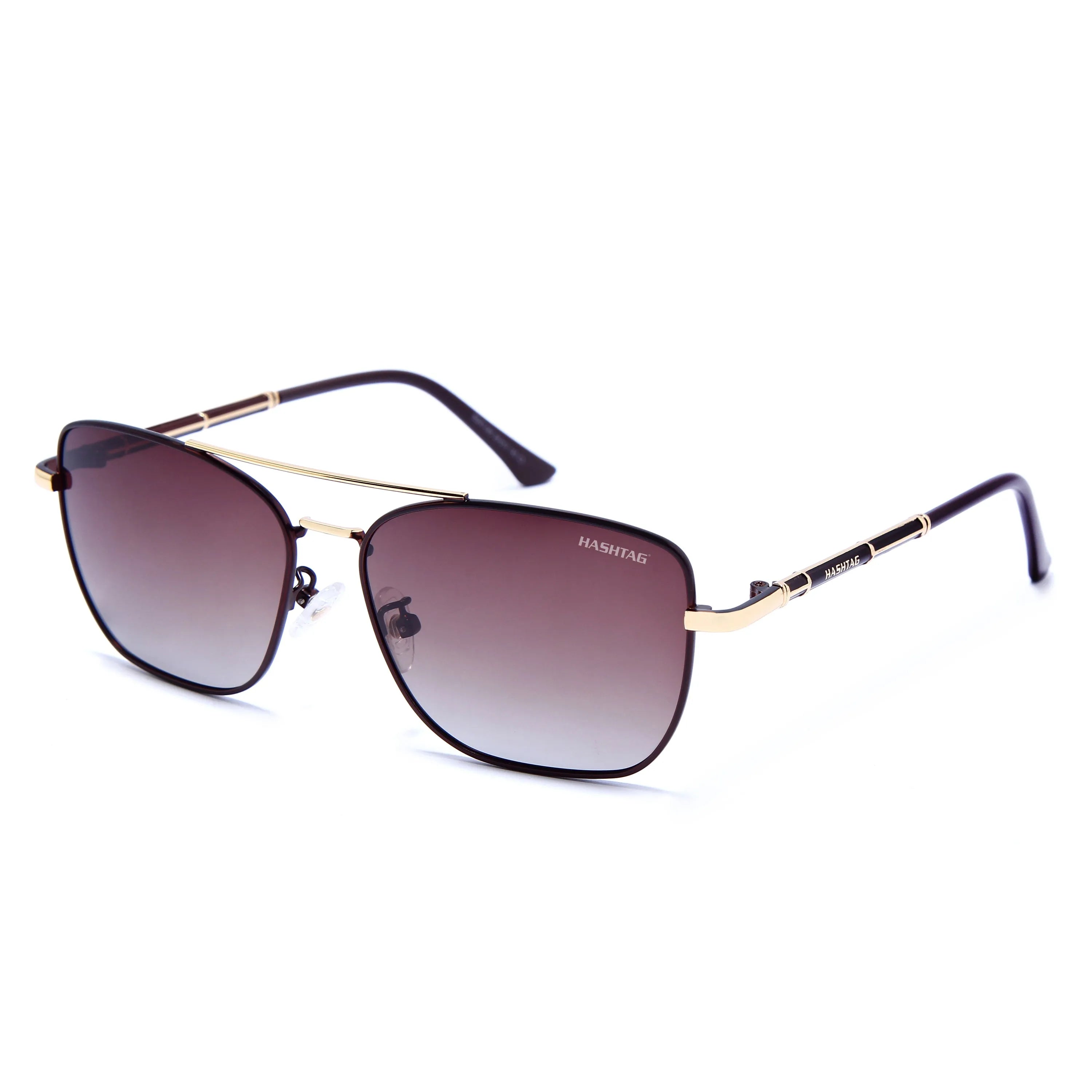 Enira | Gradient Brown Large Full Rim RECTANGLE Sunglasses for Men & Women [Polarized]