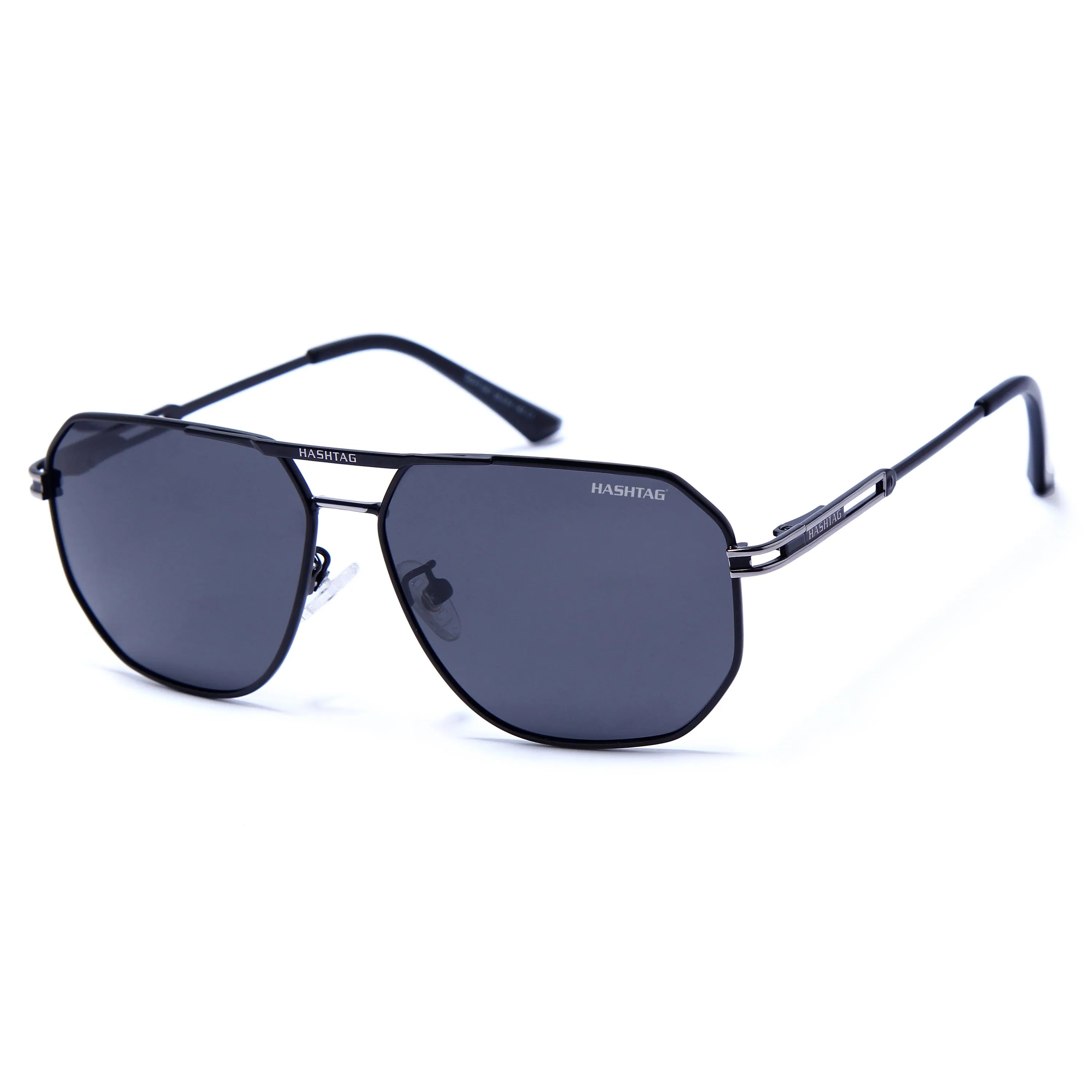 Sion | Grey Medium Full Rim Haxagonal Sunglasses for Men & Women [Polarized]