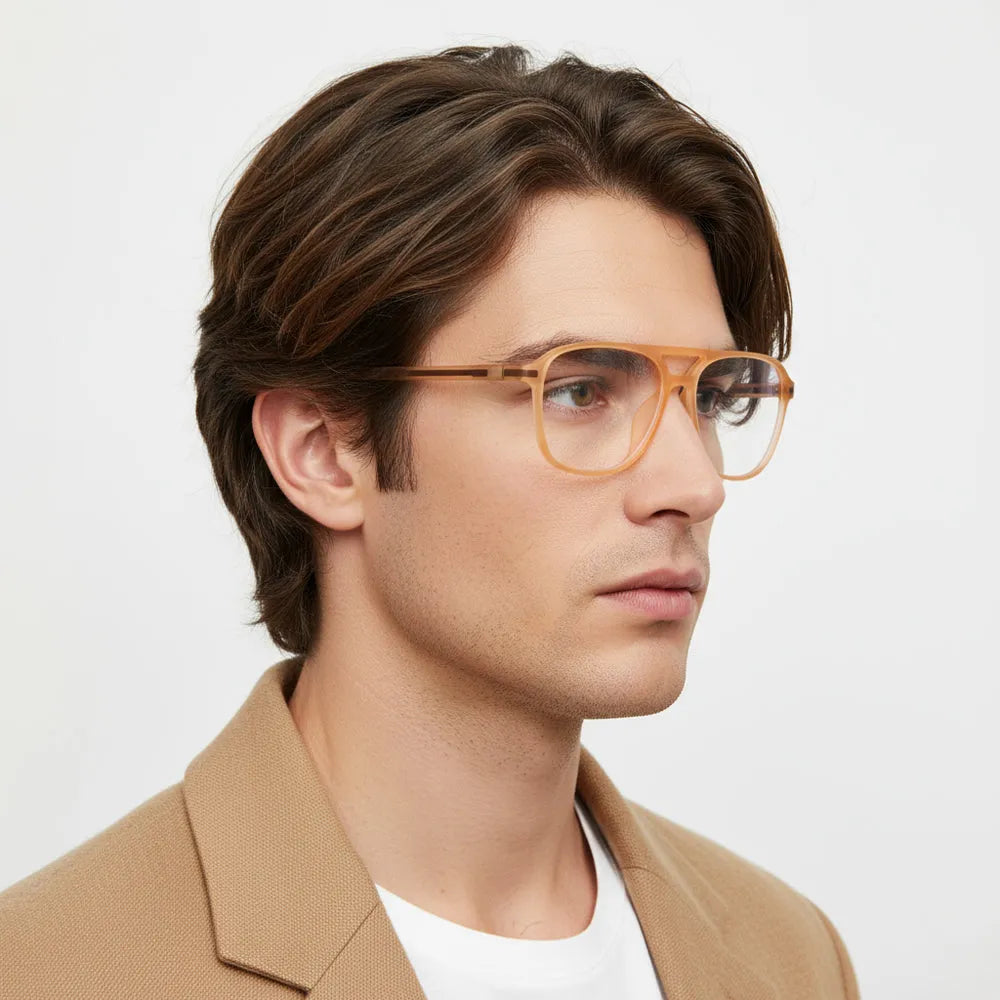 BluLite | Transparent Orange Medium Full Rim Square Computer Glasses for Men & Women [Blue Block]